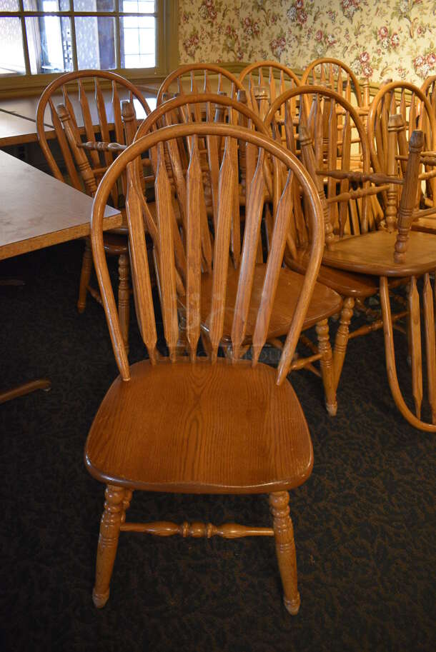 4 Wooden Tables w/ 16 Wooden Dining Chairs. 36x36x30. 18x17.5x37.5. 4 Times Your Bid! (main dining room) - Image 4 of 5