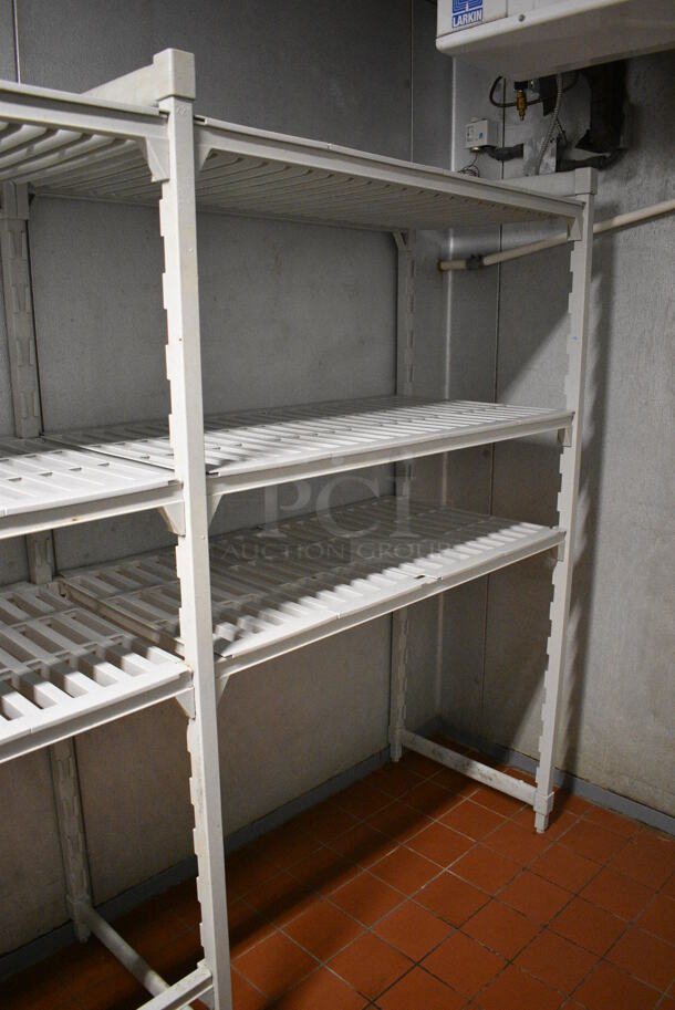 Gray Poly Three Section Shelving Unit; Five Tier, Three Tier and Three Tier. BUYER MUST DISMANTLE. PCI CANNOT DISMANTLE FOR SHIPPING. PLEASE CONSIDER FREIGHT CHARGES.
 164x24x72. (kitchen) - Image 4 of 4
