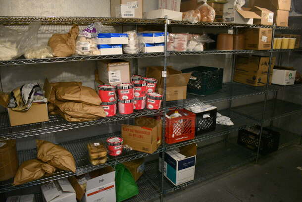 Gray Metal Three Section Five Tier Shelving Unit. Does Not Include Contents. BUYER MUST DISMANTLE. PCI CANNOT DISMANTLE FOR SHIPPING. PLEASE CONSIDER FREIGHT CHARGES.
168x24x74. (kitchen) - Image 1 of 4