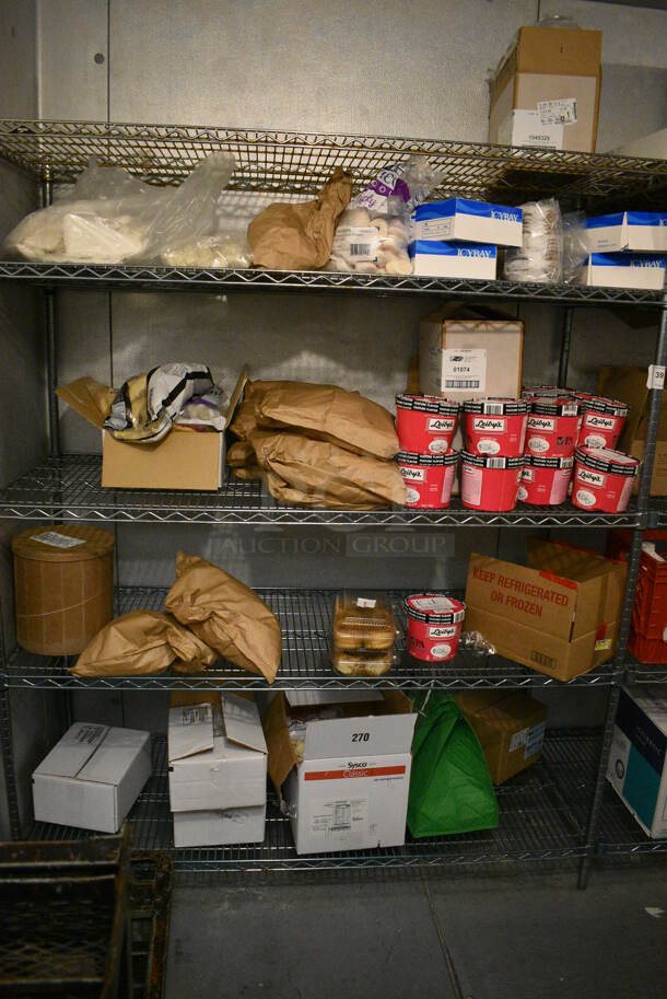 Gray Metal Three Section Five Tier Shelving Unit. Does Not Include Contents. BUYER MUST DISMANTLE. PCI CANNOT DISMANTLE FOR SHIPPING. PLEASE CONSIDER FREIGHT CHARGES.
168x24x74. (kitchen) - Image 2 of 4