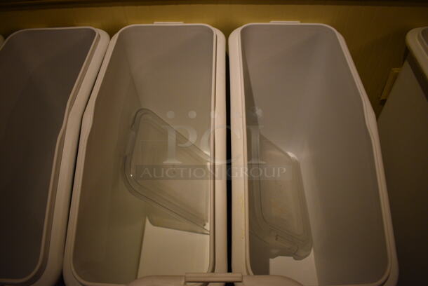 3 White Poly Ingredient Bins w/ Clear Lids on Commercial Casters. 13x29x28.5. 3 Times Your Bid! (buffet) - Image 4 of 5