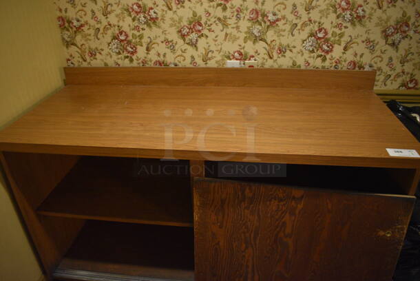 Wooden Counter w/ Under Shelves and 1 Door. 64x26.5x40. (main dining room) - Image 2 of 4
