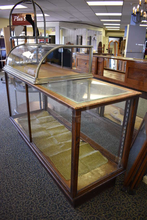 Glass Merchandising Case w/ Small Top Case. BUYER MUST REMOVE. 48x27x13, 73x26x42. (yellow clothing store) - Image 5 of 5