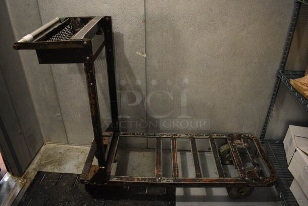 Metal Commercial Cart w/ Push Handle on Commercial Casters. 17x48x37. (kitchen)