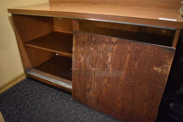 Wooden Counter w/ Under Shelves and 1 Door. 64x26.5x40. (main dining room) - Image 3 of 4