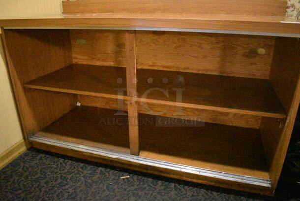 Wooden Counter w/ Under Shelves and 1 Door. 64x26.5x40. (main dining room) - Image 4 of 4