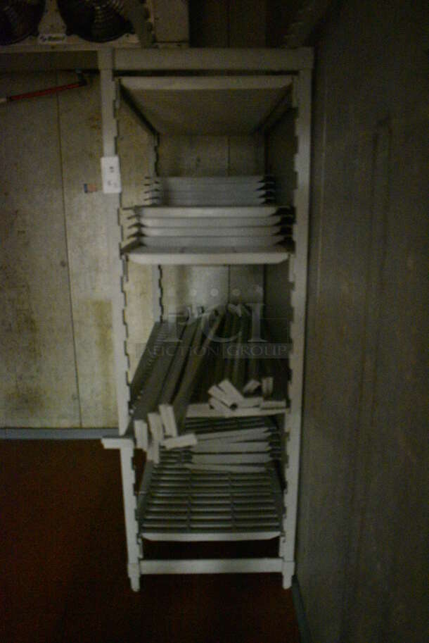 Poly Gray 4 Tier Shelving Unit w/ Extra Pieces. BUYER MUST DISMANTLE. PCI CANNOT DISMANTLE FOR SHIPPING. PLEASE CONSIDER FREIGHT CHARGES. 48x24x72. (kitchen) - Image 2 of 3