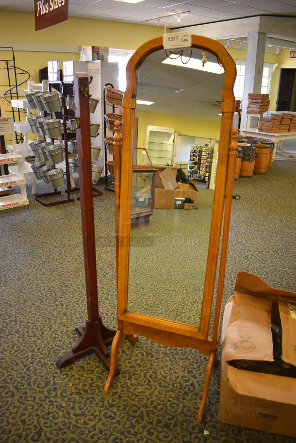 ALL ONE MONEY! Lot of Various Items Including Mirror, Stands, Wooden Drawers and Metal Racks! Includes 19x16x60 Mirror. (yellow clothing store) - Image 2 of 6