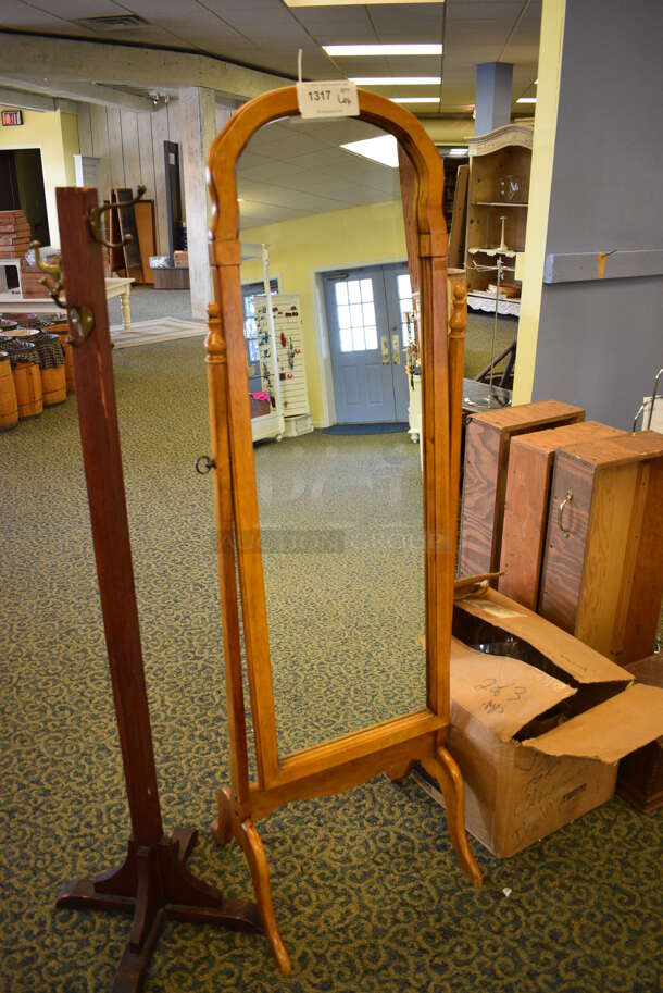 ALL ONE MONEY! Lot of Various Items Including Mirror, Stands, Wooden Drawers and Metal Racks! Includes 19x16x60 Mirror. (yellow clothing store) - Image 3 of 6