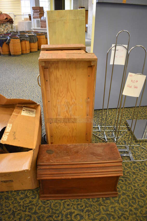ALL ONE MONEY! Lot of Various Items Including Mirror, Stands, Wooden Drawers and Metal Racks! Includes 19x16x60 Mirror. (yellow clothing store) - Image 4 of 6