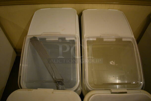 4 White Poly Ingredient Bins w/ Clear Lids on Commercial Casters. 15x29x28.5. 4 Times Your Bid! (buffet) - Image 4 of 5
