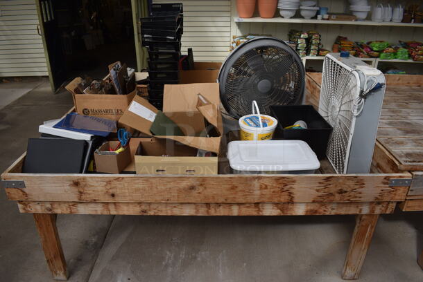 Wooden Stands w/ Contents Including Fans. BUYER MUST REMOVE. 72.5x72.5x28.5. (greenhouse) - Image 10 of 10