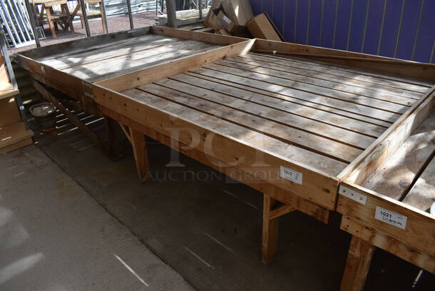 2 Wooden Stands. BUYER MUST REMOVE. 72.5x72.5x28.5. 2 Times Your Bid! (greenhouse)