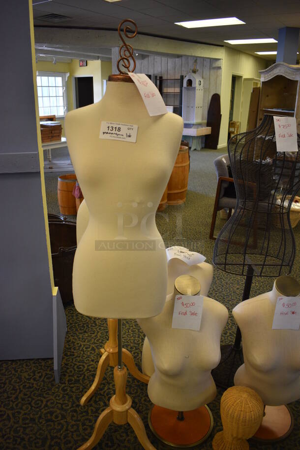 ALL ONE MONEY! Lot of 6 Mannequin Torsos and Mannequin Head. Includes 15x10x65. (yellow clothing store) - Image 4 of 6