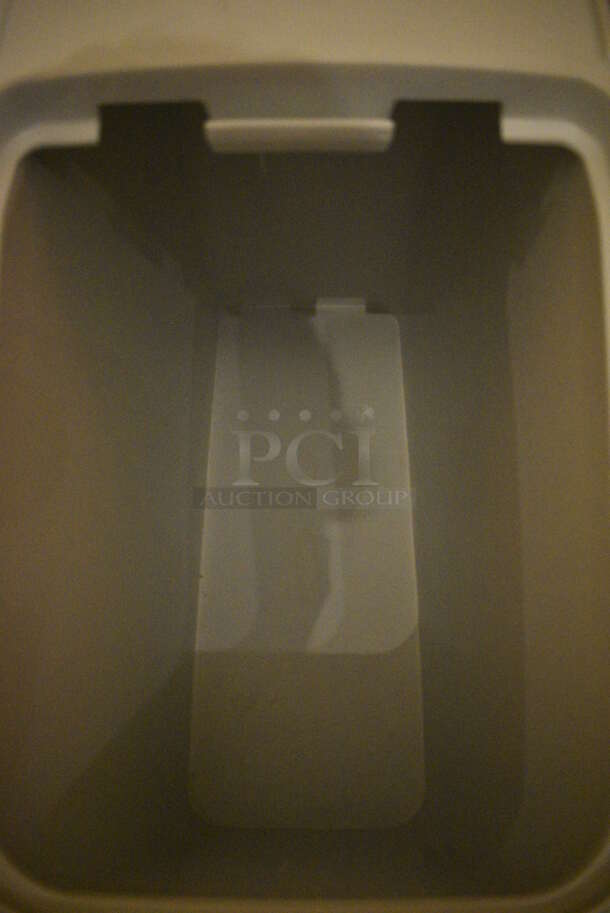 White Poly Ingredient Bins w/ Clear Lids on Commercial Casters. 13x29x28.5. (buffet) - Image 4 of 5