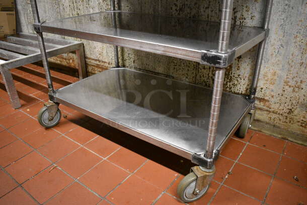 Stainless Steel Commercial 3 Tier Cart w/ 2 Push Handles on Commercial Casters. 36x22x39. (kitchen) - Image 3 of 3