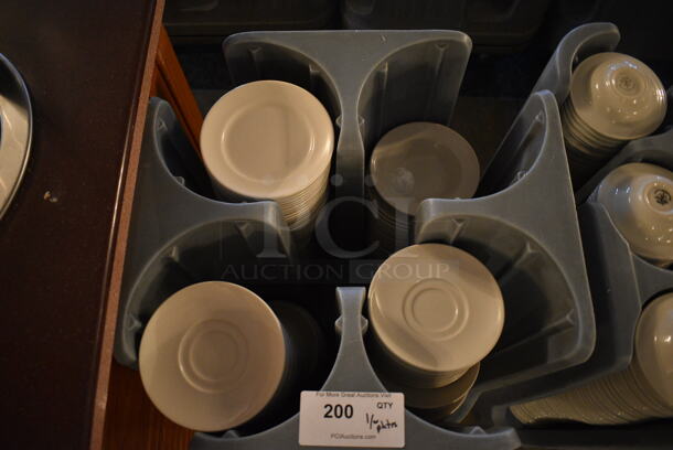 Metro PCD8 Blue Poly Dish Cart w/ White Ceramic Saucers and Plates on Commercial Casters. 20x20x31.5. Includes 6.25x6.25x1. (buffet) - Image 2 of 4
