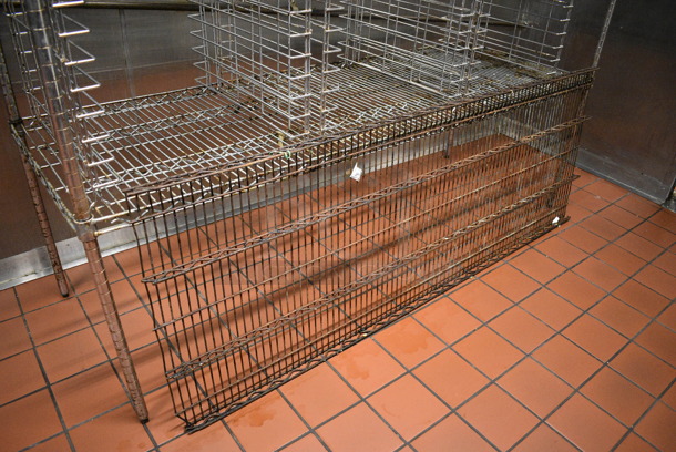 Chrome Finish 4 Tier Shelving Unit w/ 3 Built In Pan Racks. BUYER MUST DISMANTLE. PCI CANNOT DISMANTLE FOR SHIPPING. PLEASE CONSIDER FREIGHT CHARGES. 72x24x74. (kitchen) - Image 2 of 5