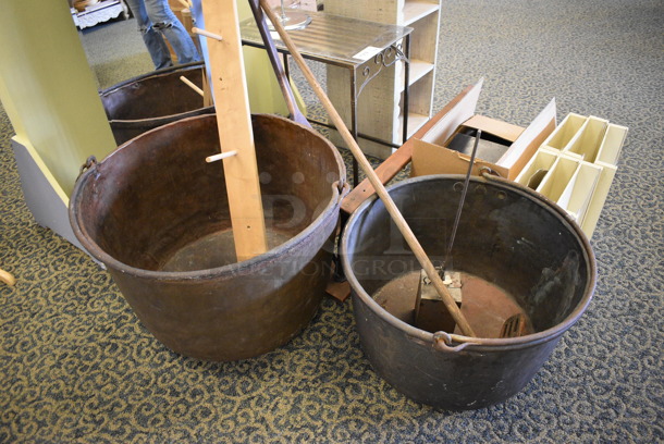 ALL ONE MONEY! Lot of Various Items Including Metal Buckets, Wooden Shelves and End Table. Includes 23x23x14. (yellow clothing store) - Image 4 of 5