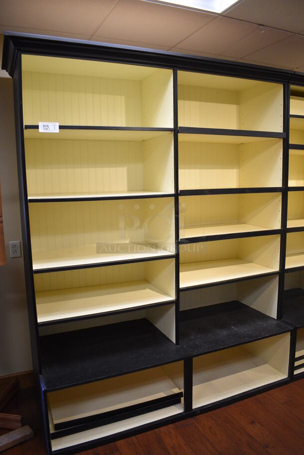 Wooden Bookshelf. Comes In Three Sections. BUYER MUST REMOVE. 70x27.5x90, 30x27.5x90. (gift shop) - Image 2 of 5