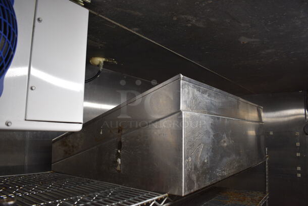 Chrome Finish 4 Tier Shelving Unit w/ 3 Built In Pan Racks. BUYER MUST DISMANTLE. PCI CANNOT DISMANTLE FOR SHIPPING. PLEASE CONSIDER FREIGHT CHARGES. 72x24x74. (kitchen) - Image 4 of 5