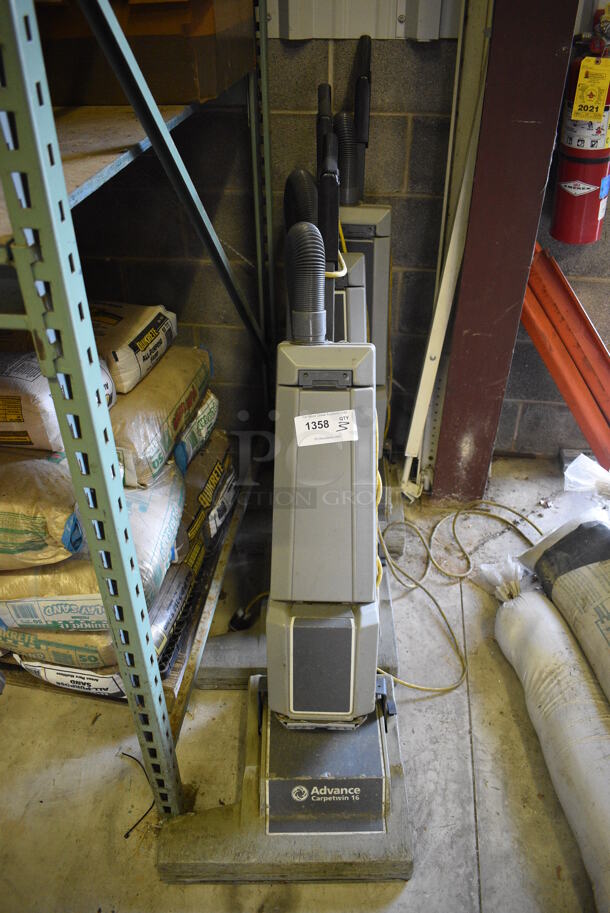 3 Various Advance Commercial Vacuum Cleaners. 19x18x48. 3 Times Your Bid! (warehouse)