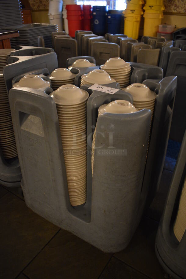 Metro PCD8 Blue Poly Dish Cart w/ White Ceramic Bowls on Commercial Casters. 22.5x22.5x30.5. 5.5x5.5x1. (buffet) - Image 2 of 6