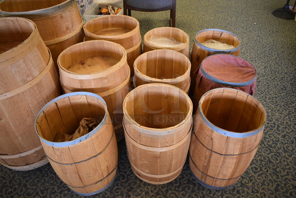 ALL ONE MONEY! Lot of 12 Various Barrels. Includes 21x21x30. (yellow clothing store) - Image 2 of 4