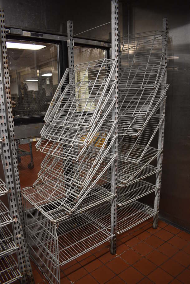 Metal 4 Section Multi Tier Shelving Unit. BUYER MUST DISMANTLE. PCI CANNOT DISMANTLE FOR SHIPPING. PLEASE CONSIDER FREIGHT CHARGES. Includes 49x24x80. (kitchen) - Image 3 of 3