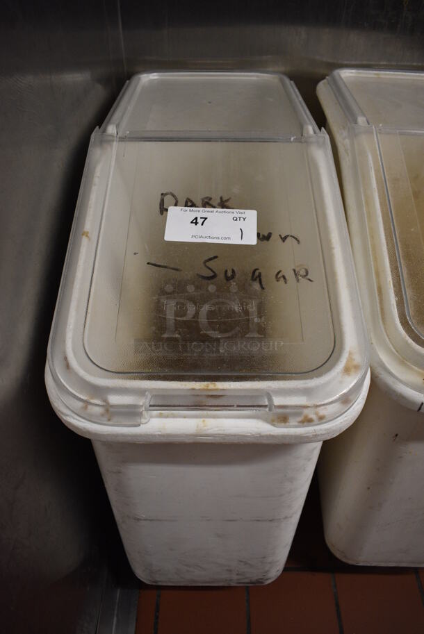 Rubbermaid White Poly Ingredient Bin on Commercial Casters. 13x30x28. (kitchen) - Image 1 of 3