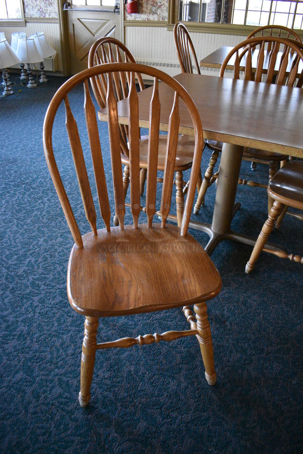 4 Wooden Tables w/ 15 Wooden Dining Chairs. 36x36x30. 18x17.5x37.5. 4 Times Your Bid! (main dining room) - Image 2 of 5