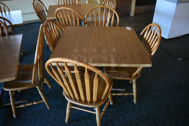 4 Wooden Tables w/ 15 Wooden Dining Chairs. 36x36x30. 18x17.5x37.5. 4 Times Your Bid! (main dining room) - Image 3 of 5