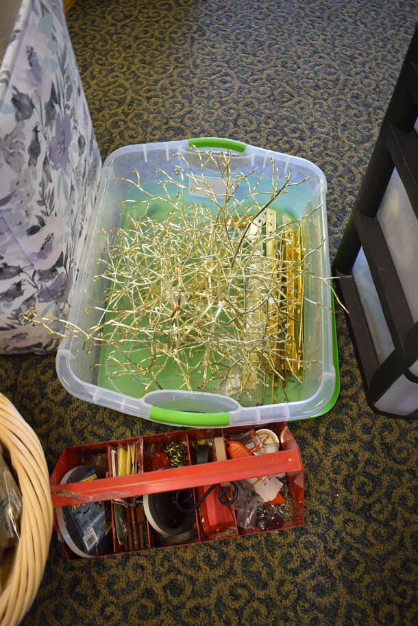 ALL ONE MONEY! Lot of Various Items Including Chair, Hamper, Poly Cabinet, Bins and Basket of Socks. Includes 14x18x24. (yellow clothing store) - Image 4 of 5