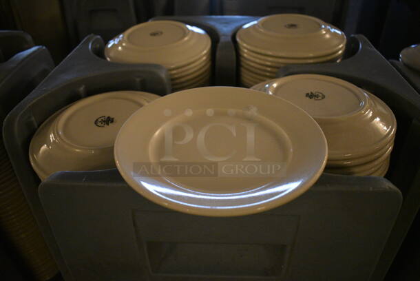 Metro PCD8 Blue Poly Dish Cart w/ White Ceramic Plate on Commercial Casters. 20.5x20.5x31.5. 7.5x7.5x1. (buffet) - Image 4 of 5