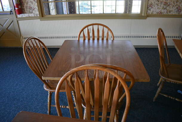 4 Wooden Tables w/ 15 Wooden Dining Chairs. 36x36x30. 18x17.5x37.5. 4 Times Your Bid! (main dining room) - Image 5 of 5