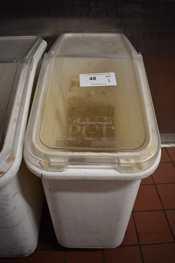 Rubbermaid White Poly Ingredient Bin on Commercial Casters. 13x30x28. (kitchen) - Image 1 of 4
