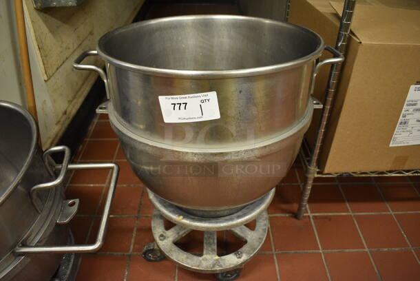 Hobart VMLH60 Stainless Steel Commercial 60 Quart Mixing Bowl on Metal Bowl Dolly. 23x19x27.5. (bakery kitchen) - Image 1 of 5