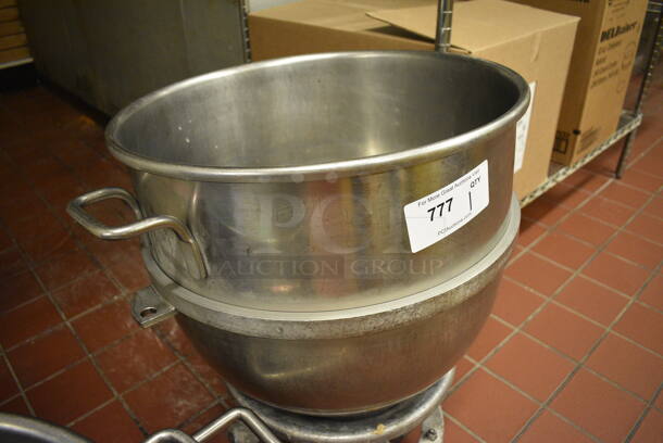 Hobart VMLH60 Stainless Steel Commercial 60 Quart Mixing Bowl on Metal Bowl Dolly. 23x19x27.5. (bakery kitchen) - Image 2 of 5