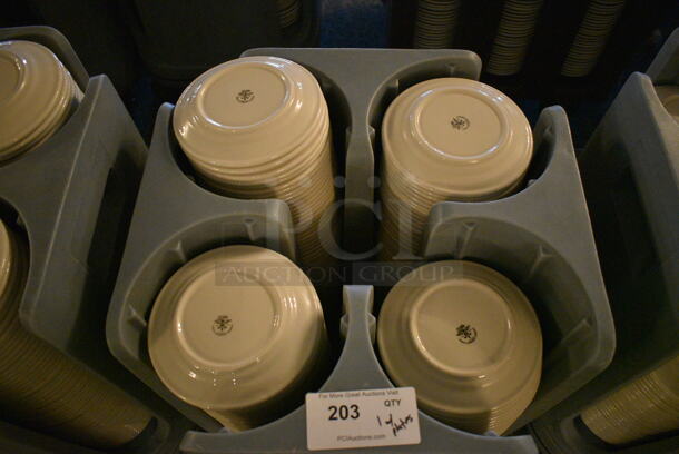 Metro PCD8 Blue Poly Dish Cart w/ White Ceramic Plate on Commercial Casters. 20.5x20.5x31.5. 7.5x7.5x1. (buffet) - Image 3 of 4