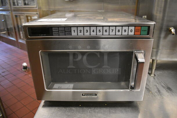 Panasonic Model NE-1257R Stainless Steel Commercial Countertop Microwave Oven. 17x21x13.5. Unit Was In Working Condition When Restaurant Closed.  (kitchen) - Image 1 of 5