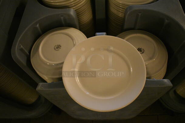 Metro PCD8 Blue Poly Dish Cart w/ White Ceramic Plate on Commercial Casters. 20.5x20.5x31.5. 7.5x7.5x1. (buffet) - Image 4 of 4