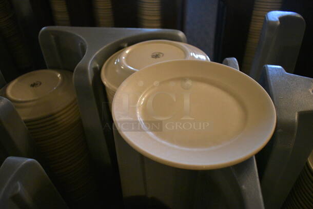 Metro PCD8 Blue Poly Dish Cart w/ White Ceramic Plate on Commercial Casters. 20.5x20.5x31.5. 7.5x7.5x1. (buffet) - Image 4 of 4