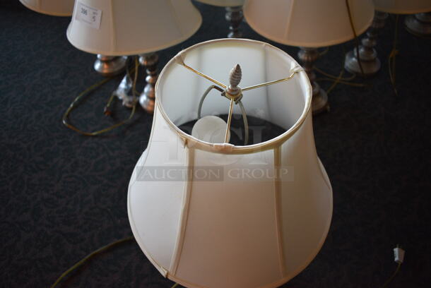 5 Silver Colored Countertop Lamps w/ Lampshades. 16.5x16.5x27. 5 Times Your Bid! (main dining room) - Image 4 of 6