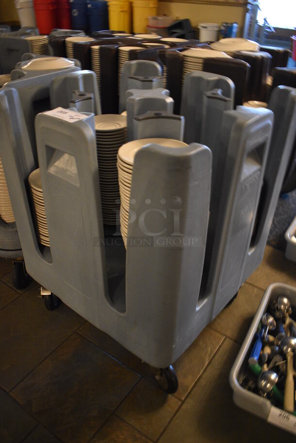 Metro PCD11 Blue Poly Dish Cart w/ White Ceramic Plates and Saucers on Commercial Casters. 26.5x25.5x31.5. Includes 6.25x6.25x1. (buffet) - Image 2 of 6