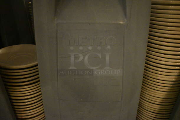 Metro PCD11 Blue Poly Dish Cart w/ White Ceramic Plates and Saucers on Commercial Casters. 26.5x25.5x31.5. Includes 6.25x6.25x1. (buffet) - Image 4 of 6