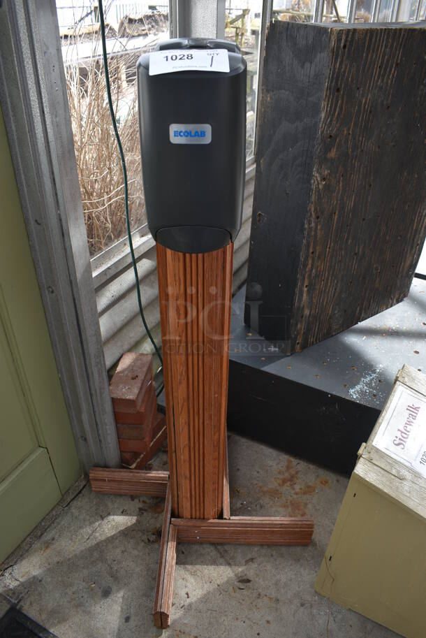 Wooden Stand w/ Hand Sanitizer Dispensers. 27x27x49. (greenhouse) - Image 1 of 4