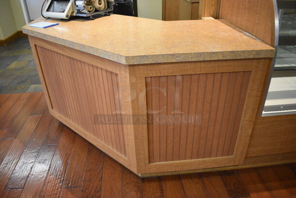 Wood Pattern Counter w/ Stone Pattern Countertop. Does Not Include Contents. BUYER MUST REMOVE. 85x57x48. (gift shop) - Image 2 of 4