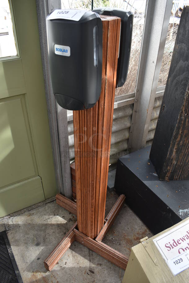 Wooden Stand w/ Hand Sanitizer Dispensers. 27x27x49. (greenhouse) - Image 2 of 4