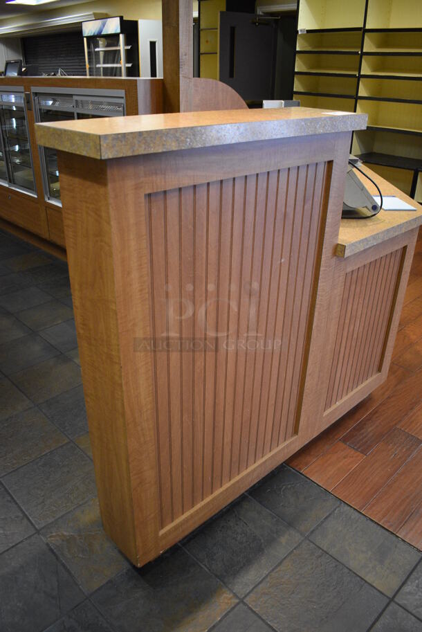 Wood Pattern Counter w/ Stone Pattern Countertop. Does Not Include Contents. BUYER MUST REMOVE. 85x57x48. (gift shop) - Image 3 of 4