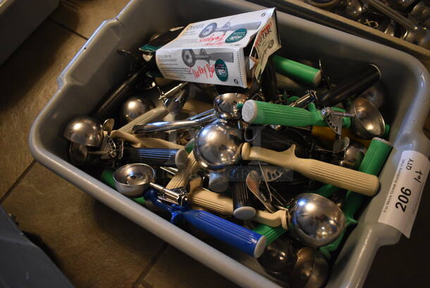 ALL ONE MONEY! Lot of Various Scoopers in Gray Poly Bus Bin! 15x22x5. (buffet) - Image 2 of 4